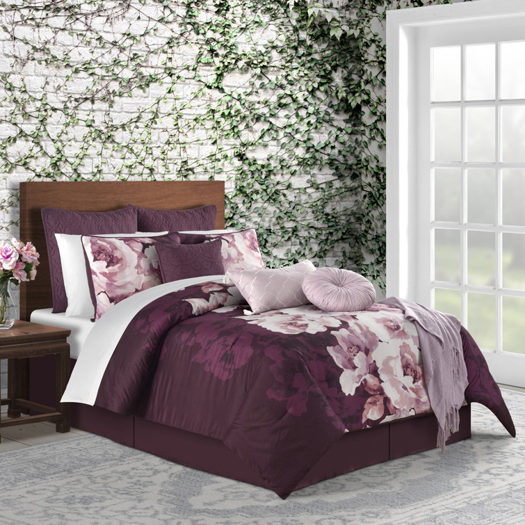 Lanwood Home Liana Oversized Floral 14 Piece Comforter Set Wayfair Canada